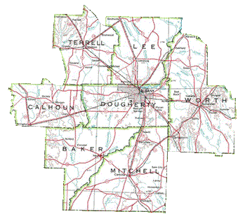 dougherty map county georgia usgenweb gordon clickable created ed